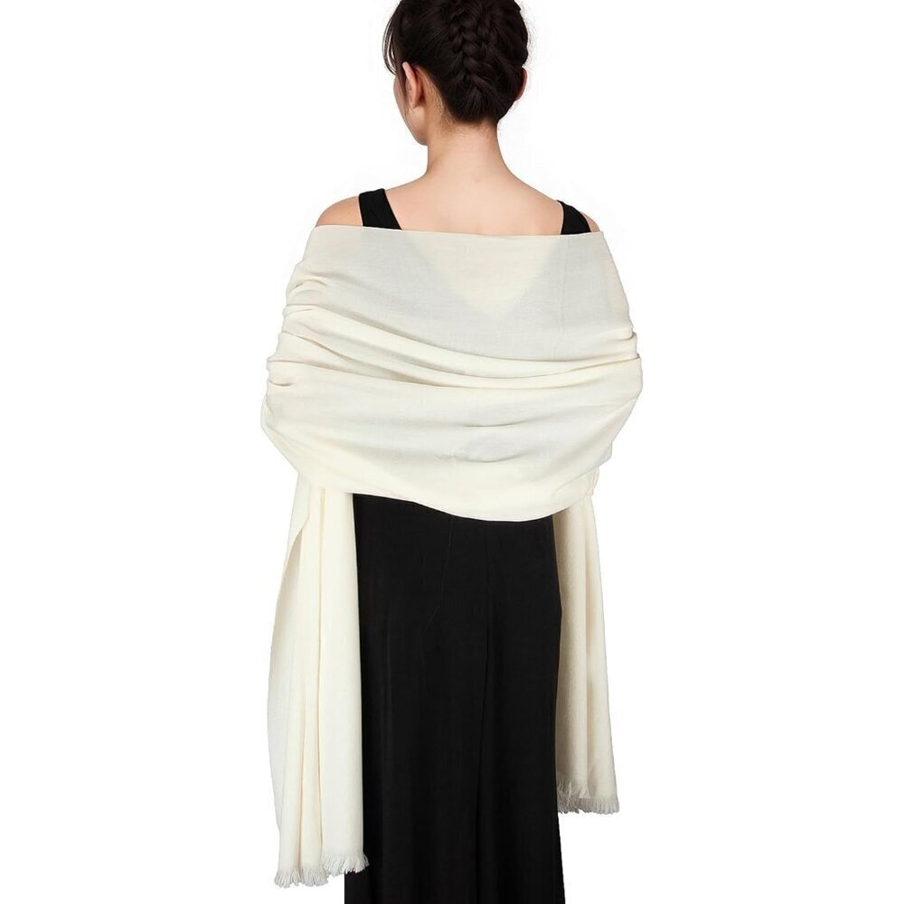 🆕 Women Cream Wedding Evening Dress Pashmina Shawl Winter Foulard Femme Wraps
